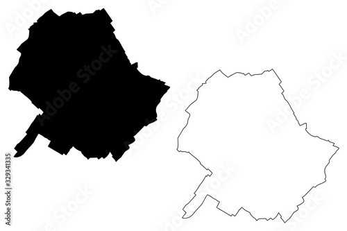 Roubaix City (French Republic, France) map vector illustration, scribble sketch City of Roubaix map