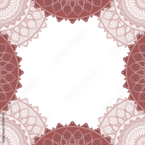 Abstract floral decorative frame for greeting card or invitation in ethnic style