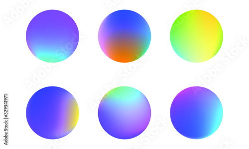 Set of round Vector Gradient. Multicolor Sphere. Modern abstract background texture. Template for design. Isolated objects
