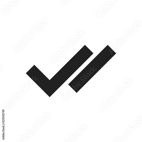 Checkmark double right symbol tick sign. Vector flat illustration isolated