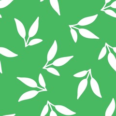 Poster Grüne Muster Zarte Blätter auf grünem Hintergrund  © Ava Ava
