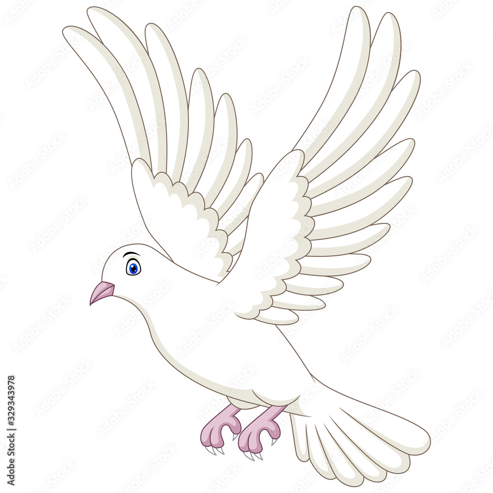 Fototapeta premium Illustration of a cartoon dove on white background