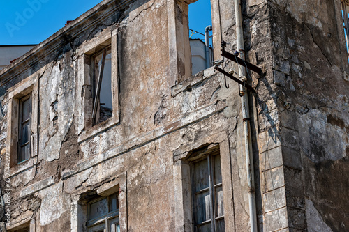 Facade of a destroyed house