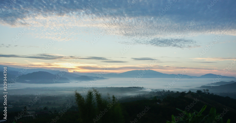 Morning fog, sunrise