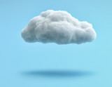 White cloud isolated on blue background. Clipping path included