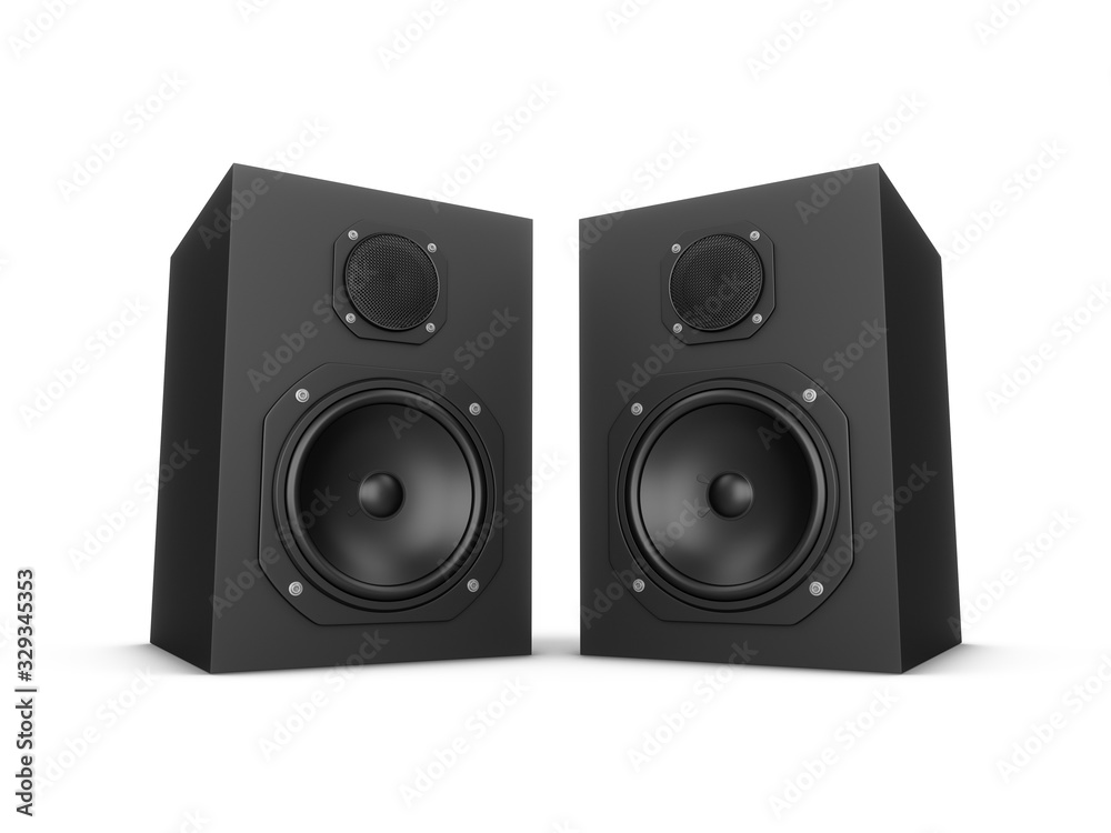 3D rendering speakers isolated on white background 3D rendering speakers isolated on white background