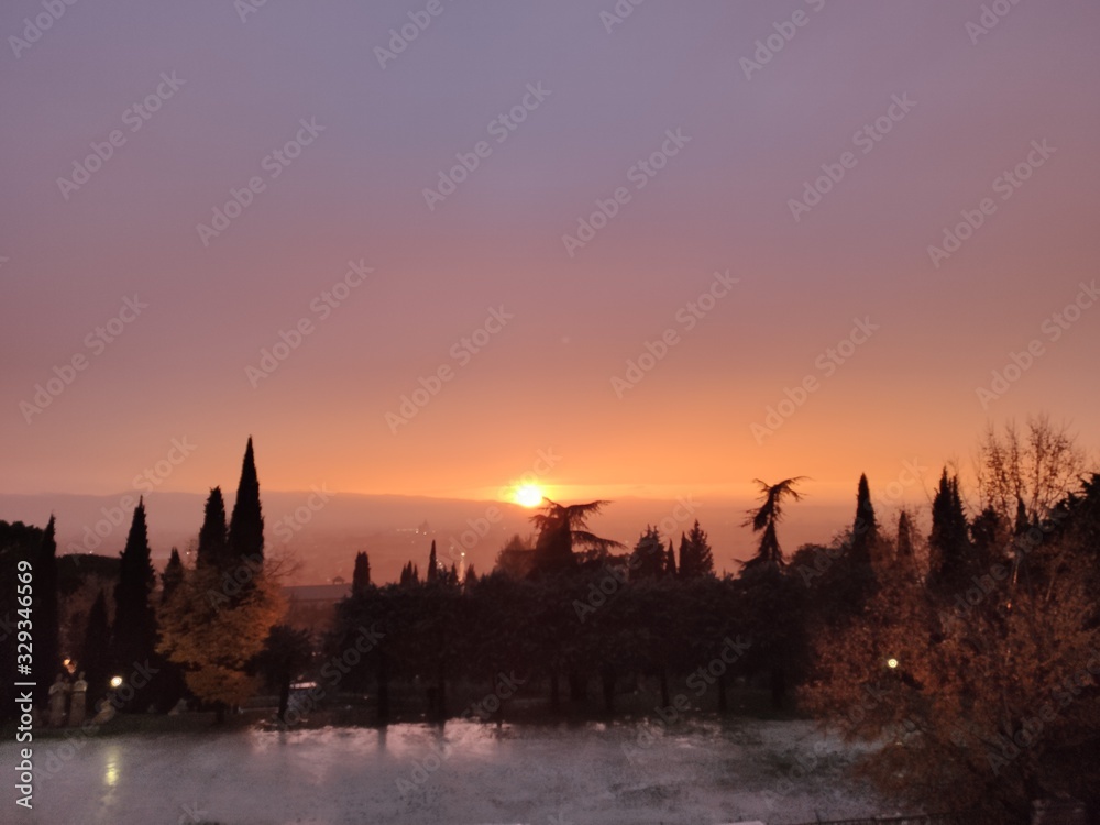 Obraz premium sunset over city