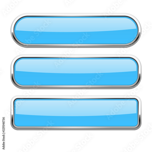 Blue glass buttons with metal frame
