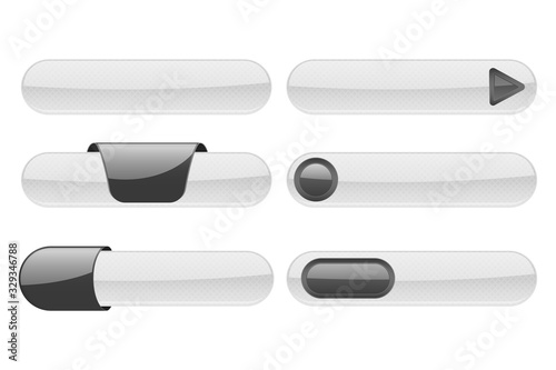 White web buttons with black tags