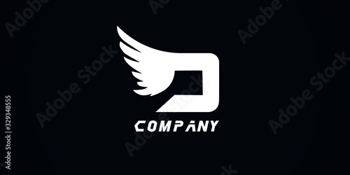 D initial letter logo design with wings © awais