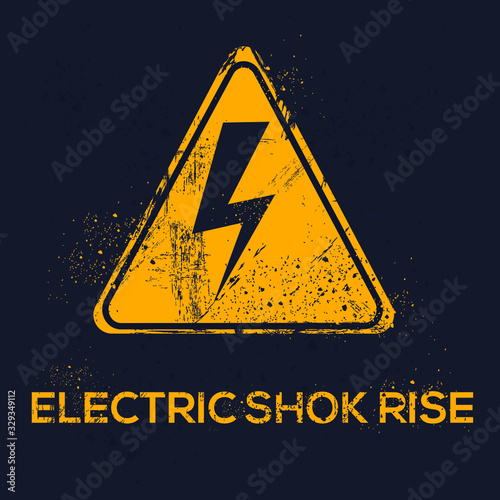  Warning sign (electric shock rise), vector illustration.