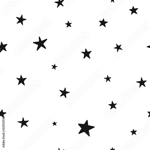 Hand drawn vector seamless star pattern, star quote, saying, retro, wedding, vintage, greeting card, web template.