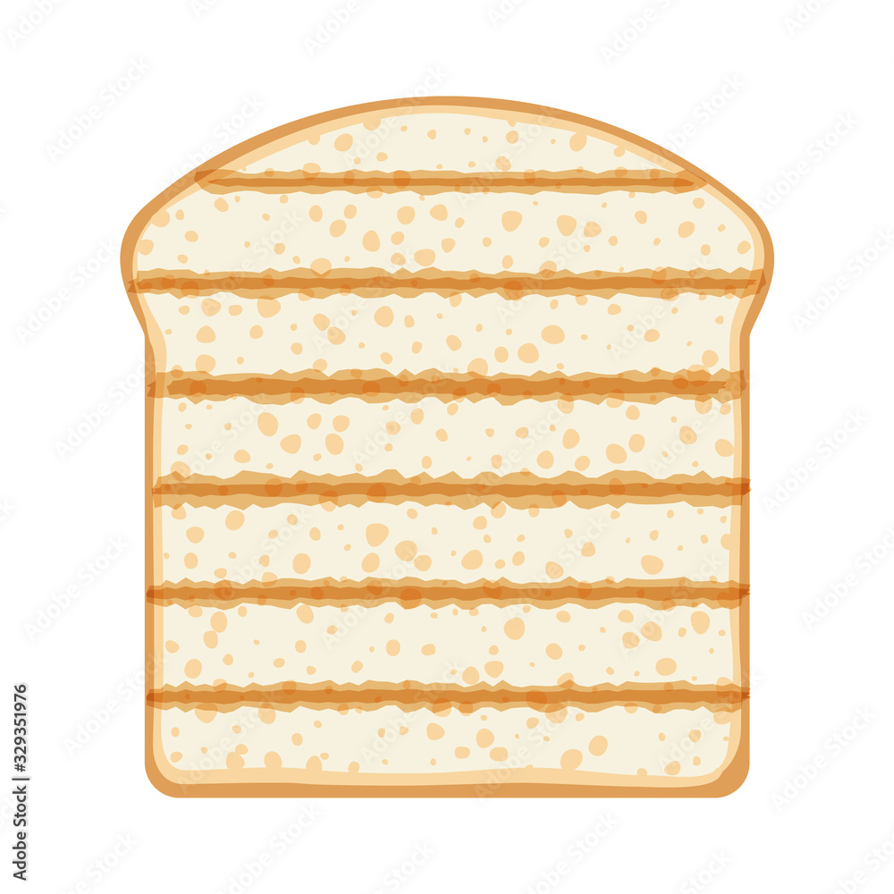 Fototapeta premium Bread toast isolated vector illustration. Toasted slice.