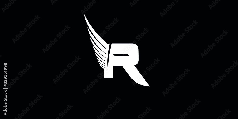 R initial letter logo design with wings R initial letter logo design with wings