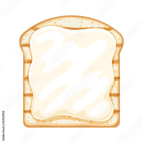 Open sandwich with white spread - cream cheese, butter.