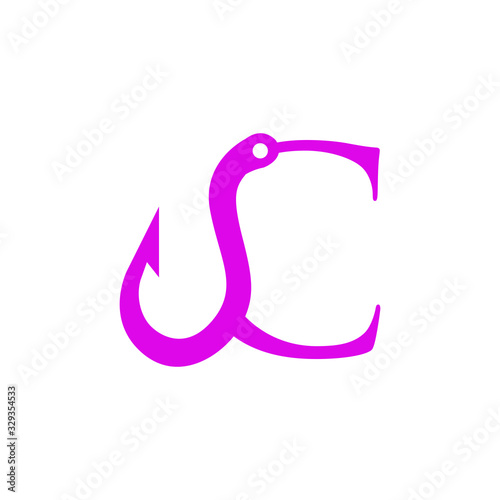 logo hook with letter c vector design	