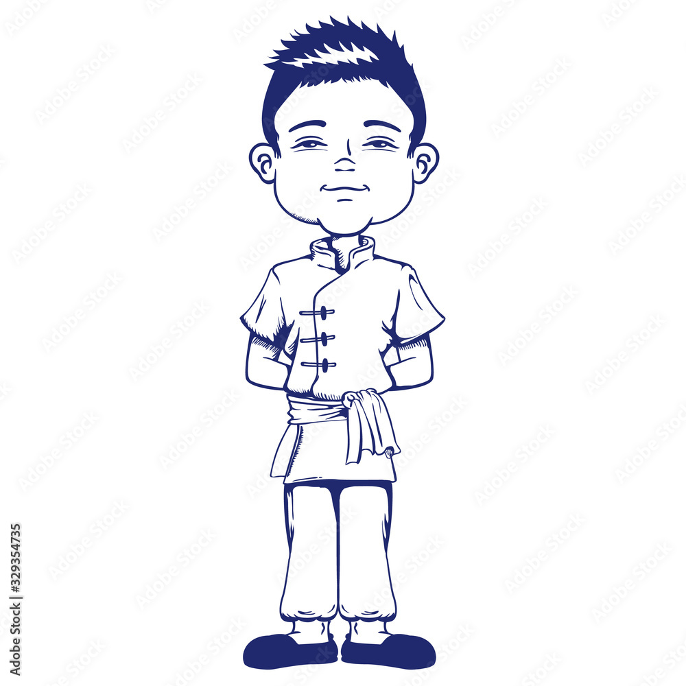 Boy with features, Asian child, Chinese, Asia, art line. Ideal for educational and institutional materials Boy with features, Asian child, Chinese, Asia, art line. Ideal for educational and institutional materials