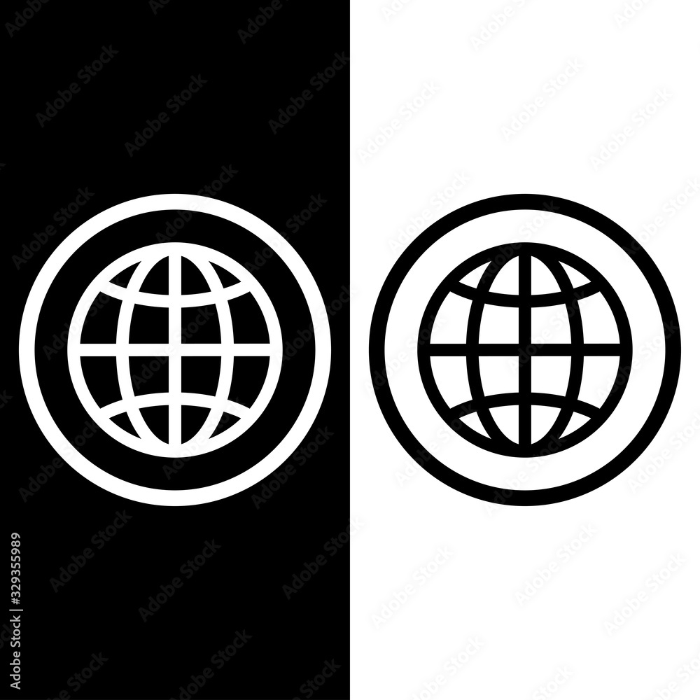 The globe icon. Globe symbol. Flat Vector illustration The globe icon. Globe symbol. Flat Vector illustration