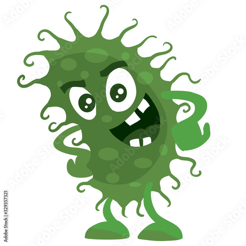 Virus, microbe, pathogen, germ. Vector icon. Green illustration of micro bacteria isolated on white background,