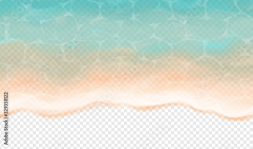 Top view of sea tide isolated on transparent background. Vector illustration with on realistic ocean or sea waves.