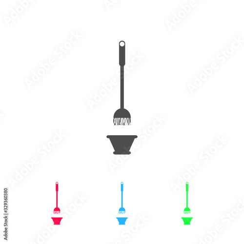 Mop and bucket icon flat.