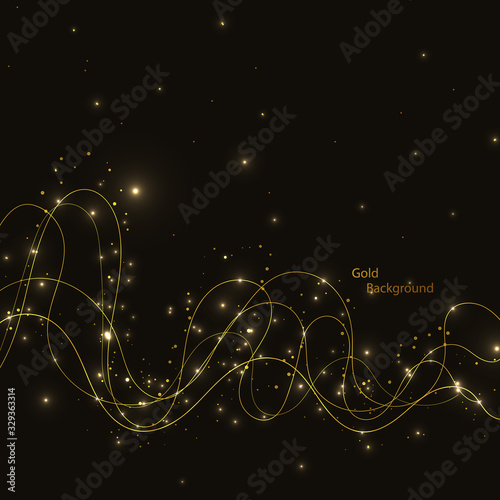 Abstract background with gold wave line design 