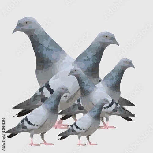 Illustration of a collection of pigeons in grayish blue. Very suitable to be used as wallpaper or poster