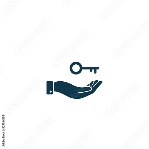 key in hand. vector symbol on white background in flat design