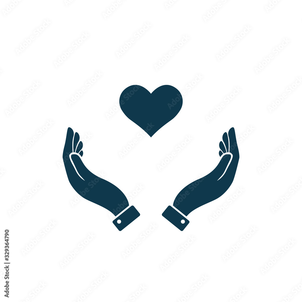 Heart with hands. heart in hand. Flat design. Vector illustration Heart with hands. heart in hand. Flat design. Vector illustration