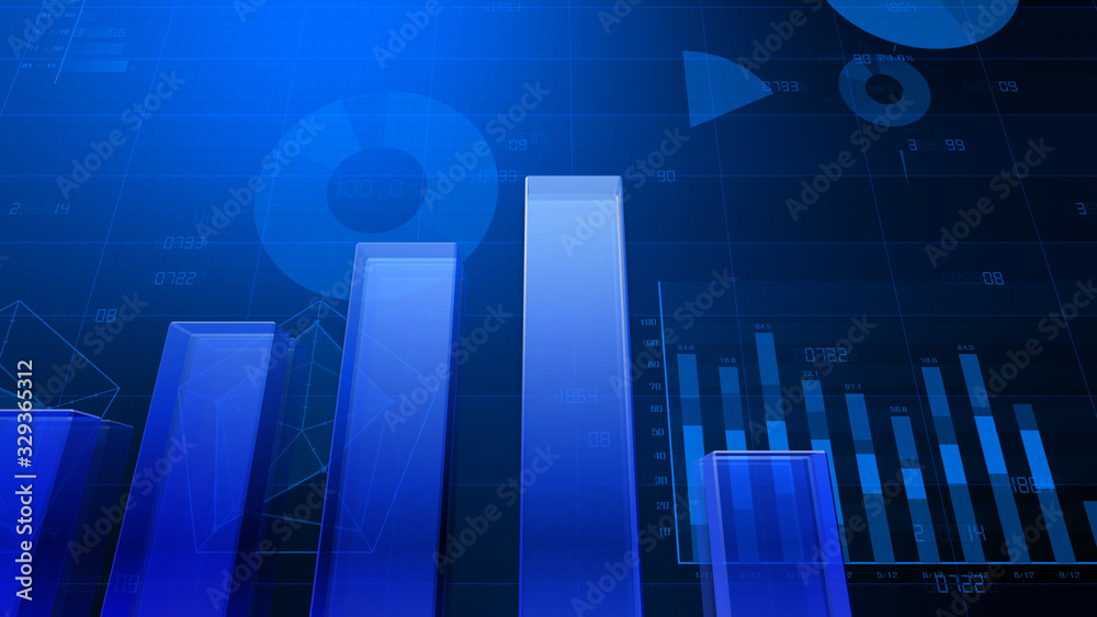 Business Economy Data Graph Chart Bar Growth Success 3D illustration background