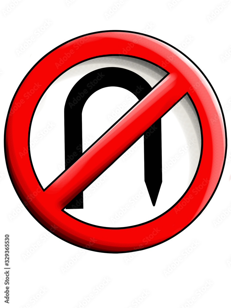 No U Turns sign with shading No U Turns sign with shading