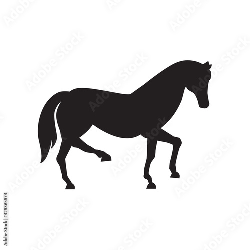 Fototapeta Naklejka Na Ścianę i Meble -  Cute horse standing silhouette vector illustration.