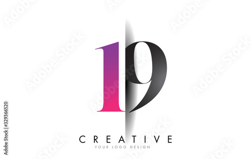 19 1 9 Number Logo with Creative Shadow Cut Design.