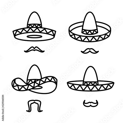 Sombrero set. Collection icon sombrero. Vector 