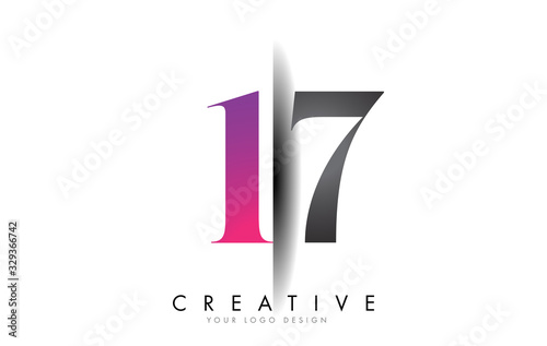 17 1 7 Number Logo with Creative Shadow Cut Design.