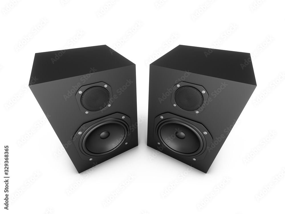 Fototapeta premium 3D rendering speakers isolated on white background