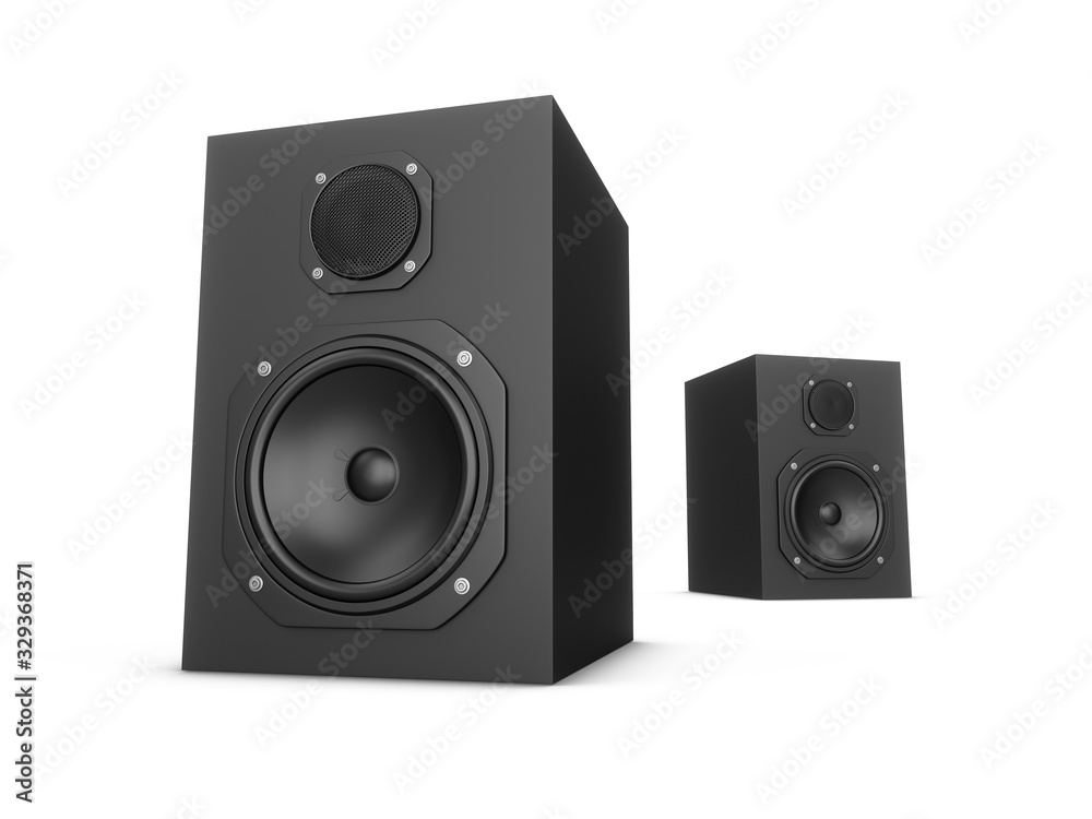 3D rendering speakers isolated on white background 3D rendering speakers isolated on white background