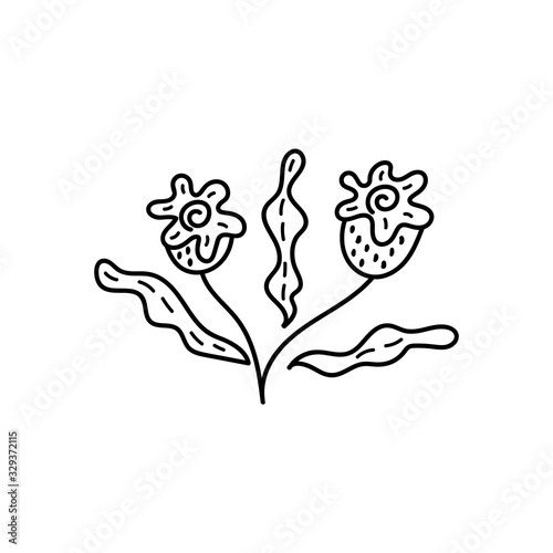 Hand-drawn coloring book . Doodle of flowers isolated on a white background. Coloring pages for adults and kids. Vector illustration