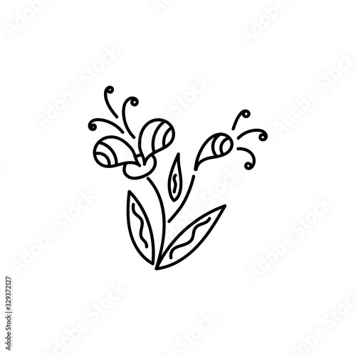 Hand-drawn coloring book . Doodle of flowers isolated on a white background. Coloring pages for adults and kids. Vector illustration