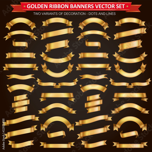 Golden Ribbon Banners Vector Collection