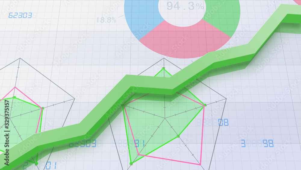 Fototapeta premium Business Economy Data Graph Chart Bar Growth Success 3D illustration background