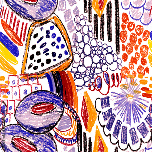Creative seamless pattern with beautiful bright abstract elements. Colorful t...