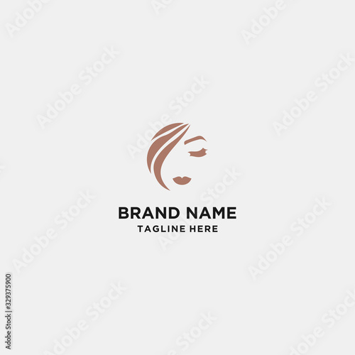 Vector logo design template in trendy linear style - woman - abstract emblem for cosmetics and beauty products