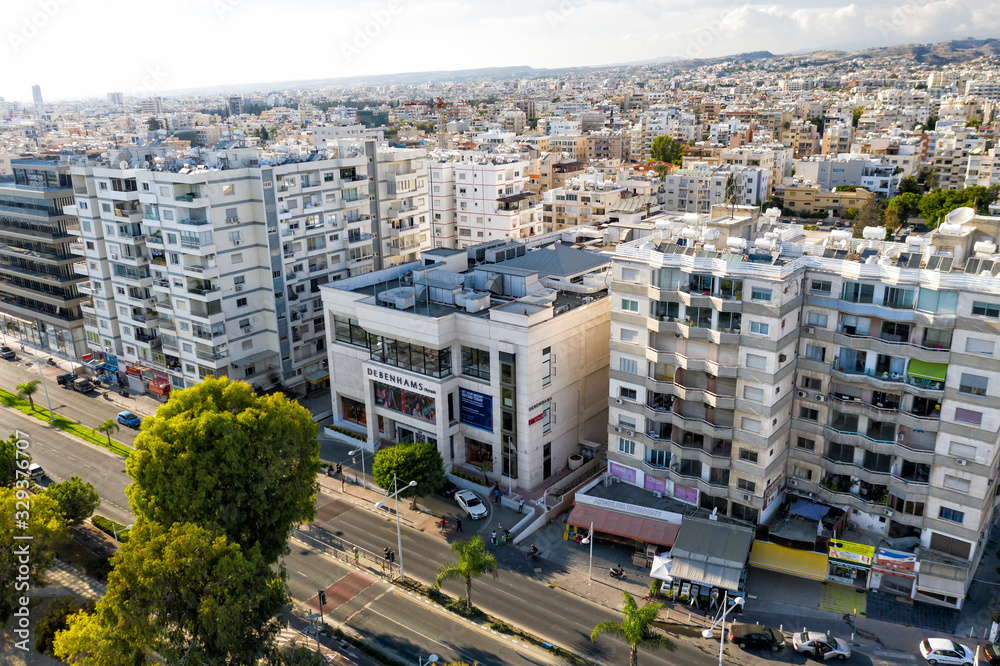 Limassol, Cyprus - October 10, 2019: Aerial view of Neapolis area