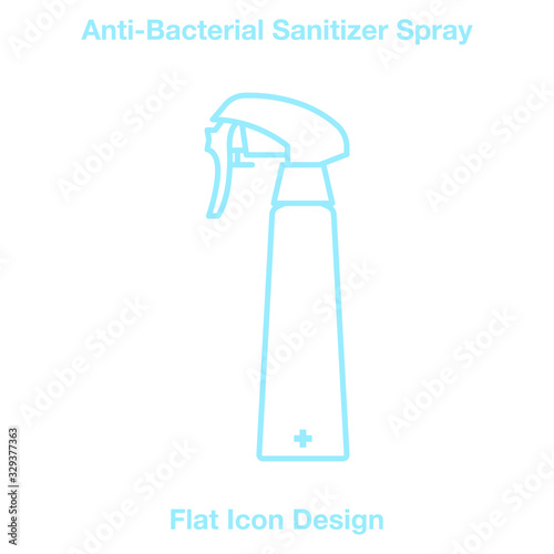 Anti-Bacterial Sanitizer Spray, Hand Sanitizer Dispenser, infection control concept. Sanitizer to prevent colds, virus, Coronavirus, flu. Spray bottle. Alcohol spray. Flat icon design.