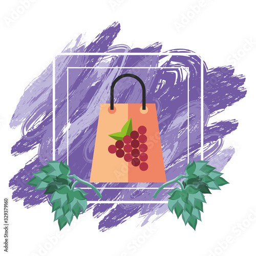 grapes fresh fruits in paper shopping bag