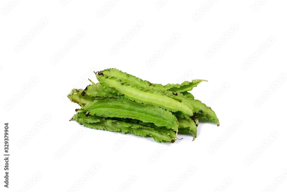 Winged Bean on white background (Psophocarpus tetragonolobus) Winged Bean on white background (Psophocarpus tetragonolobus)
