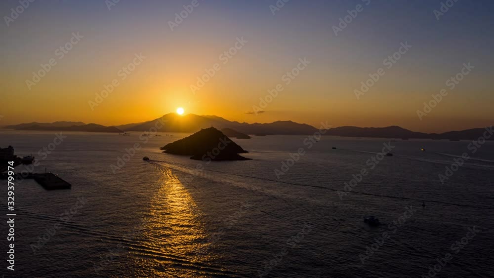 Aerial view sunset at Victoria Harbor of Hong Kong Aerial view sunset at Victoria Harbor of Hong Kong