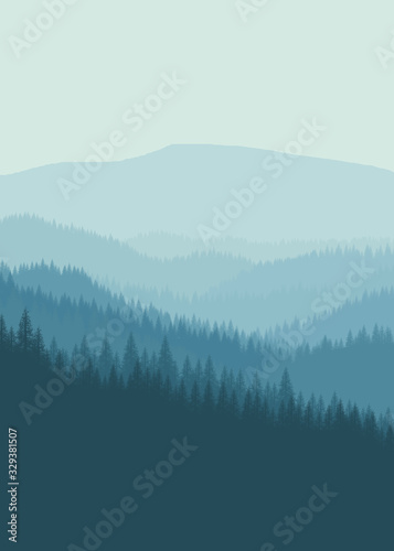 FLAT DESIGN MOUNTAIN FOREST FOR BACKGROUND , WALLPAPER , UI BACKGROUND , ADVENTURE BACKGROUND POSTER BACKGROUND