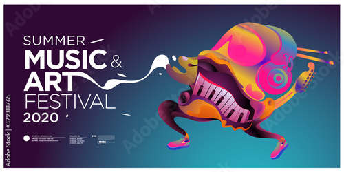 Summer Colorful Art and Music Festival Banner and Cover Template for Event, Magazine, and Web Banner.